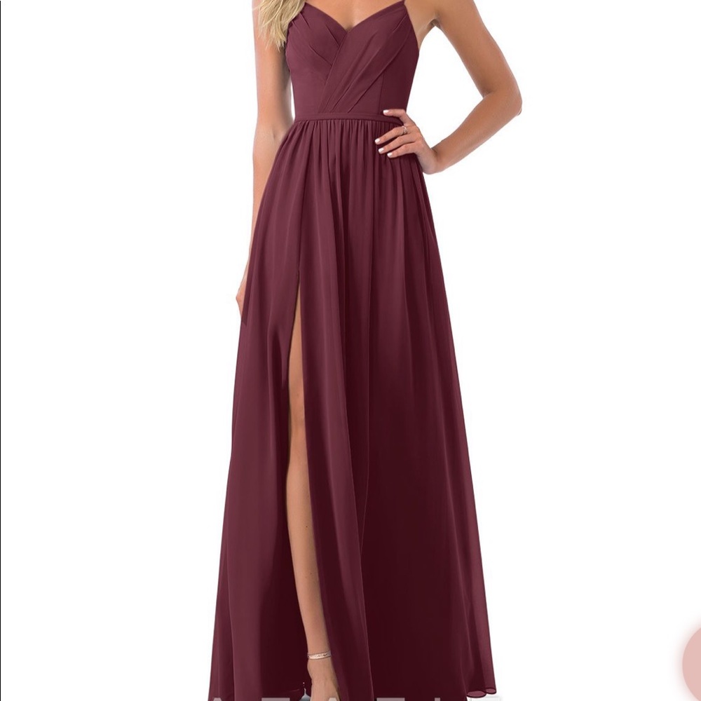 Azazie Cora style dress in Cabernet